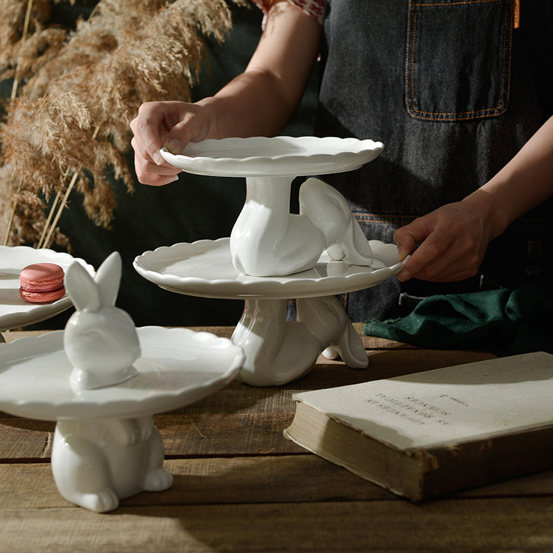 Nordic Ceramic Bunny Dessert Stand