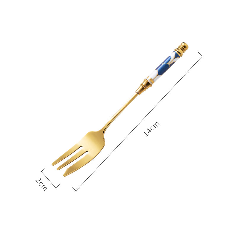 Stainless Steel Dessert Utensils with Decorated Handles