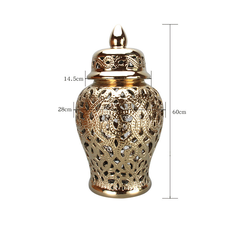 Gold Filigree Ginger Jar with Lid