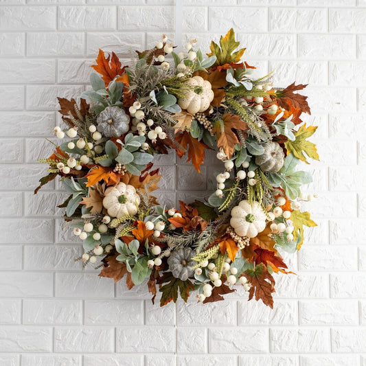 Autumn Leaves & Pumpkins Wreath