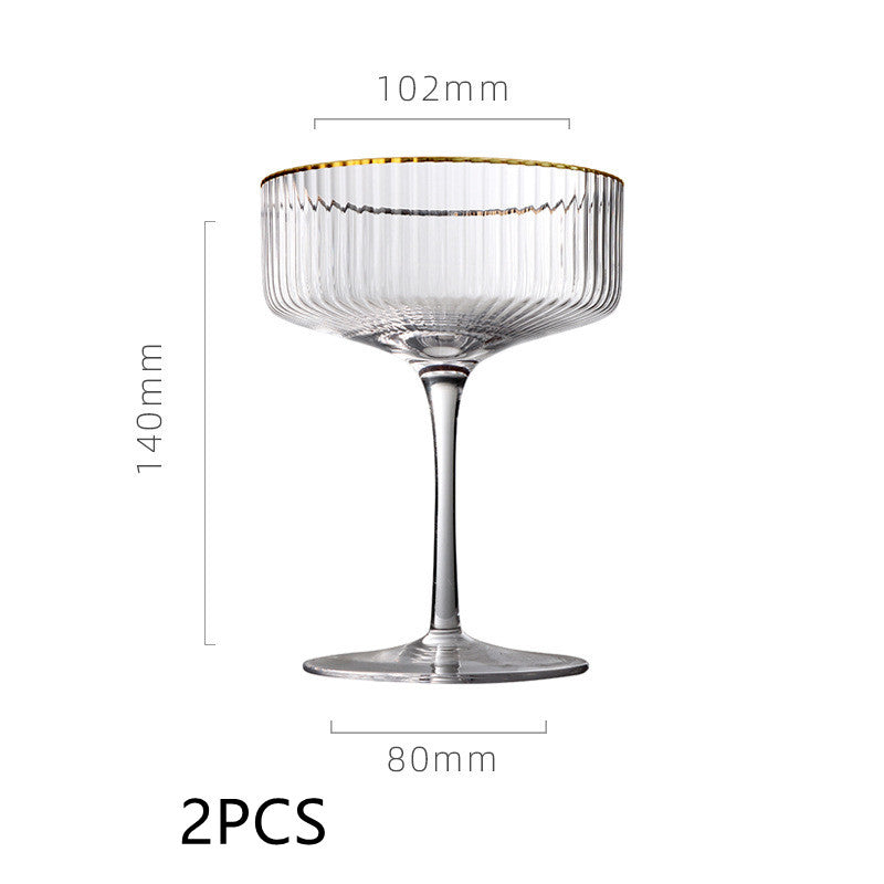 Reeded Coupe Glass with Gilt Edge Cocktail or Dessert Glass