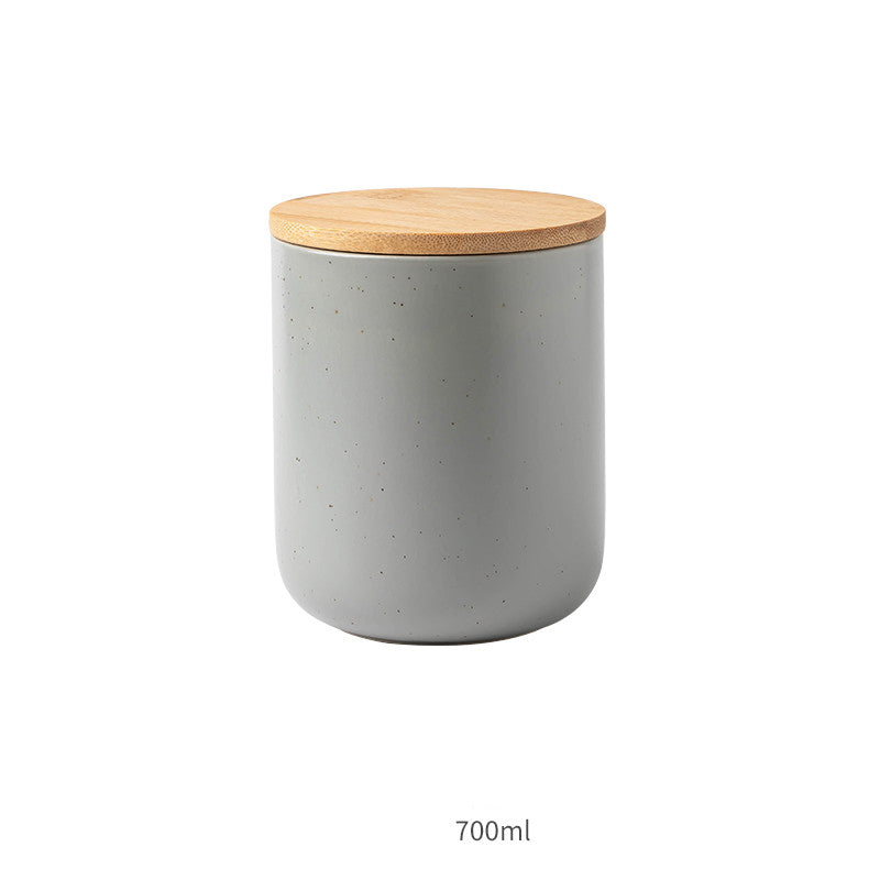 Minimalist Ceramic Canisters with Bamboo Lids