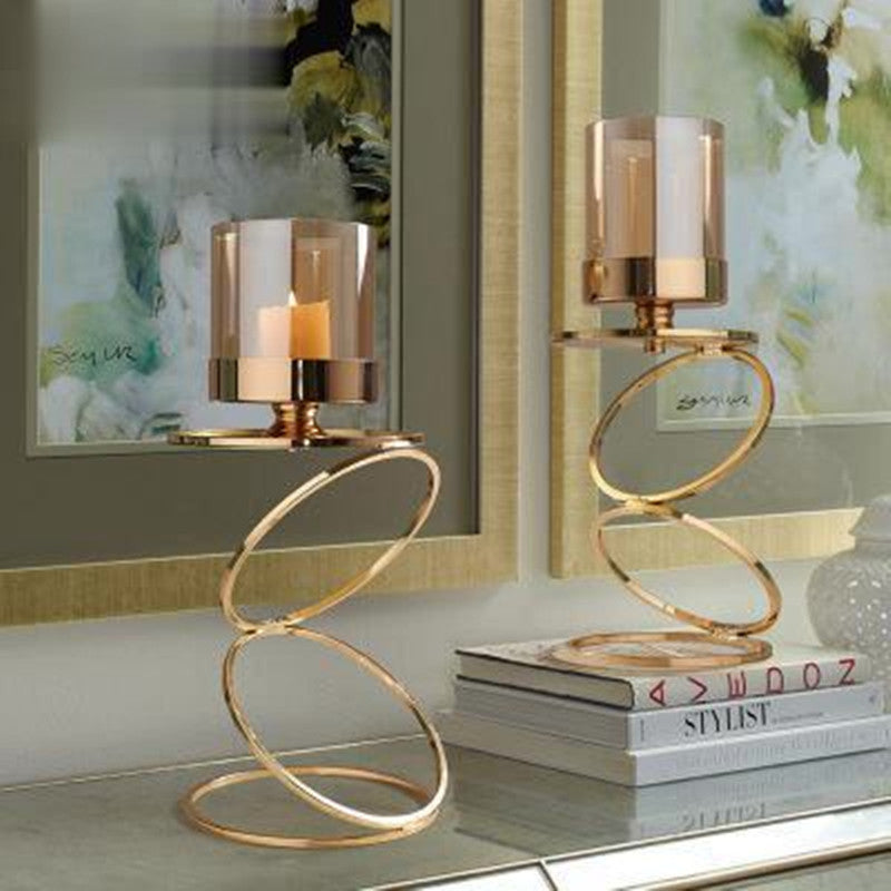 Gold Cascading Circles Candle Holder