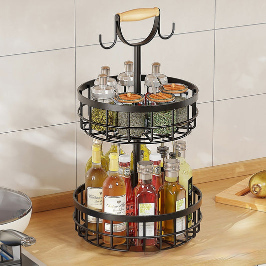 2-Tier Kitchen Fruit Basket with banana hooks