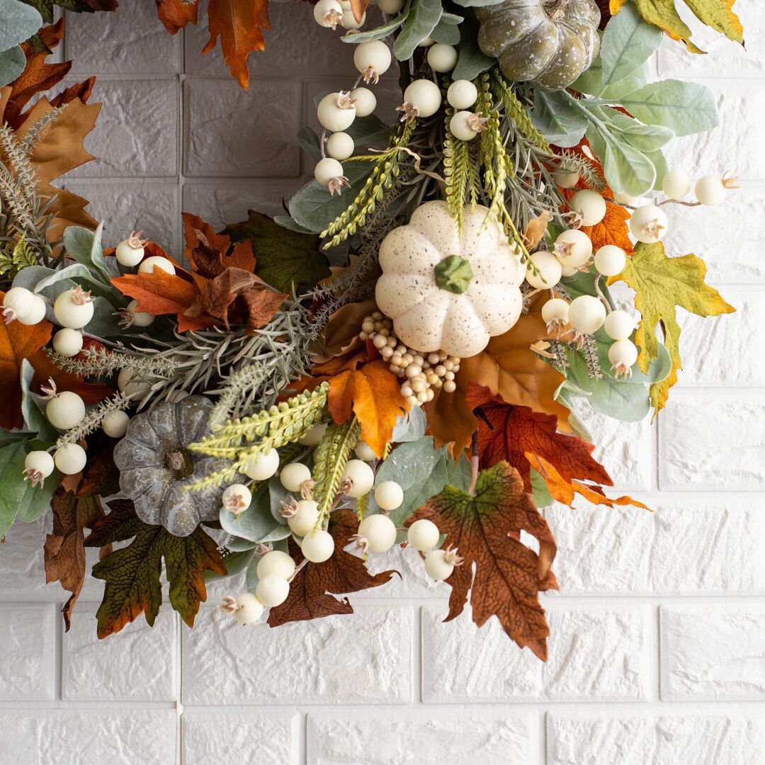 Autumn Leaves & Pumpkins Wreath