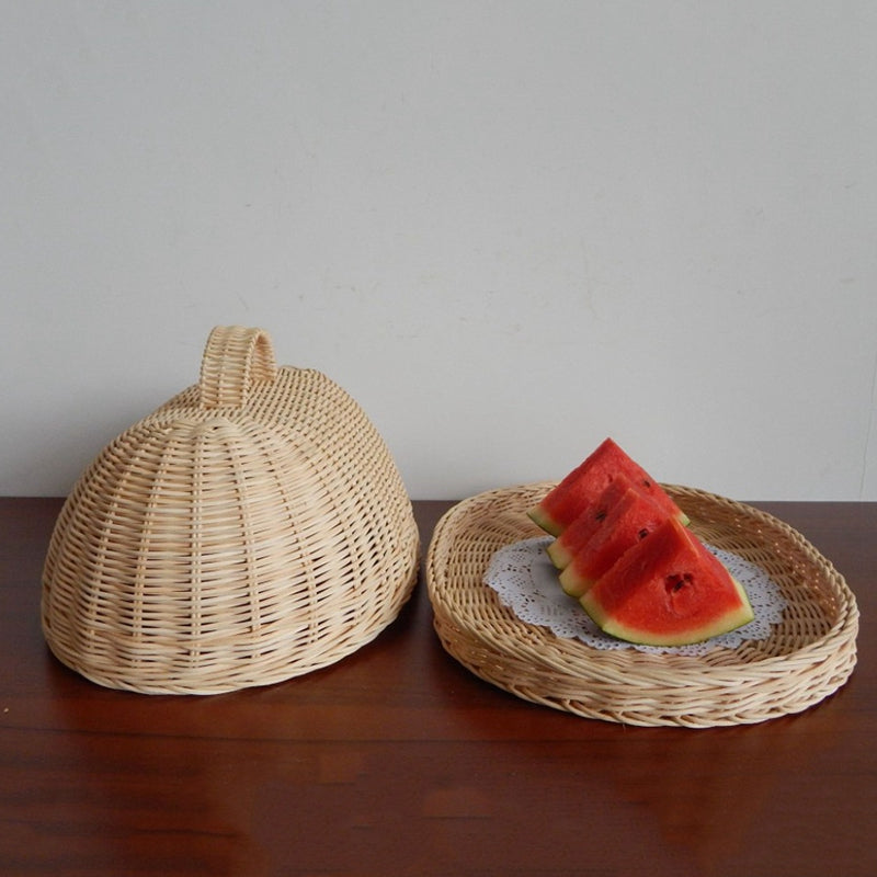 Wicker Bread Tray & Cloche