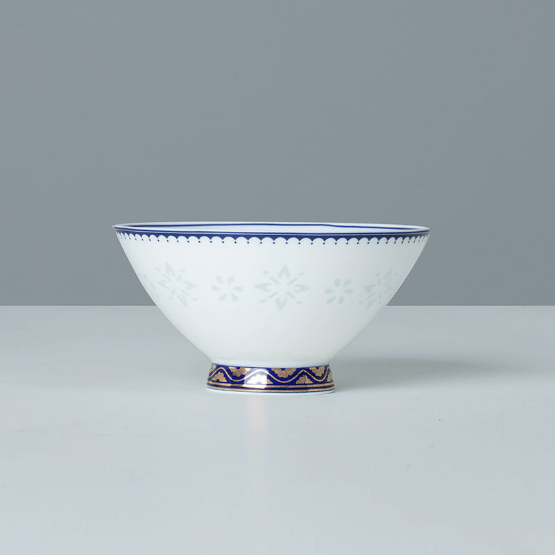 Tableware: White-Blue Trim Porcelain Dinnerware