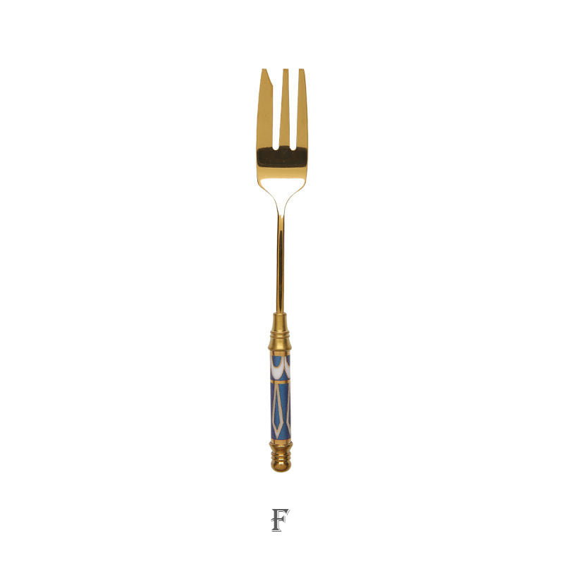 European Retro Stainless Steel Golden Dessert Fork