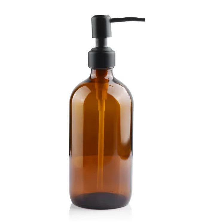 Amber Boston Round with Pump Top 500ml