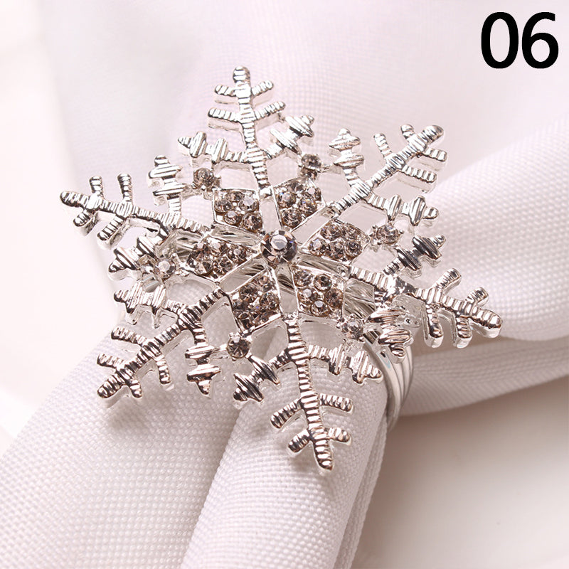 Table Linens: Snowflake Brooch Napkin Rings