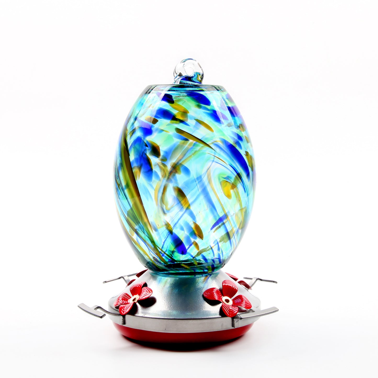 Vibrant Glass Hummingbird Feeder