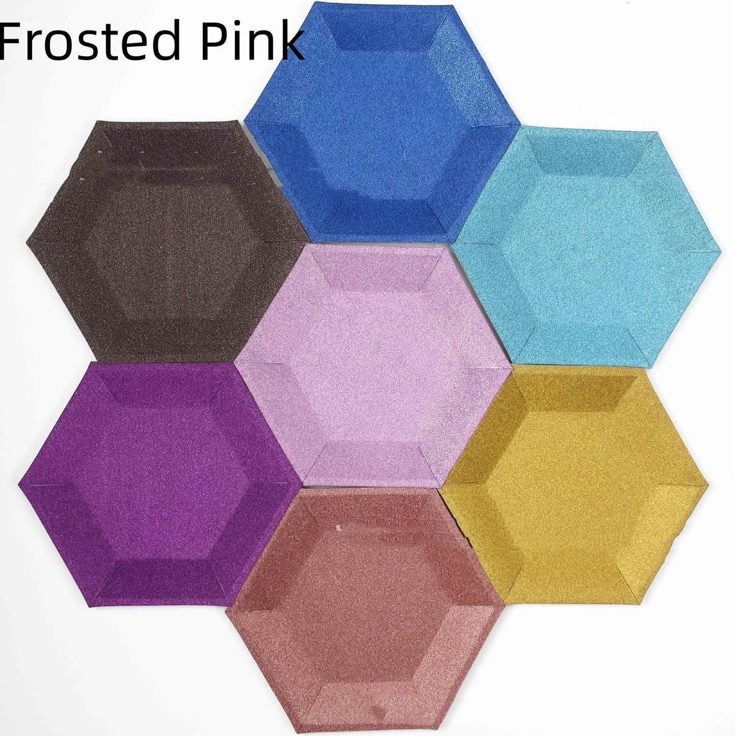 8PC Colorful Hexagonal Paper Dessert Tray