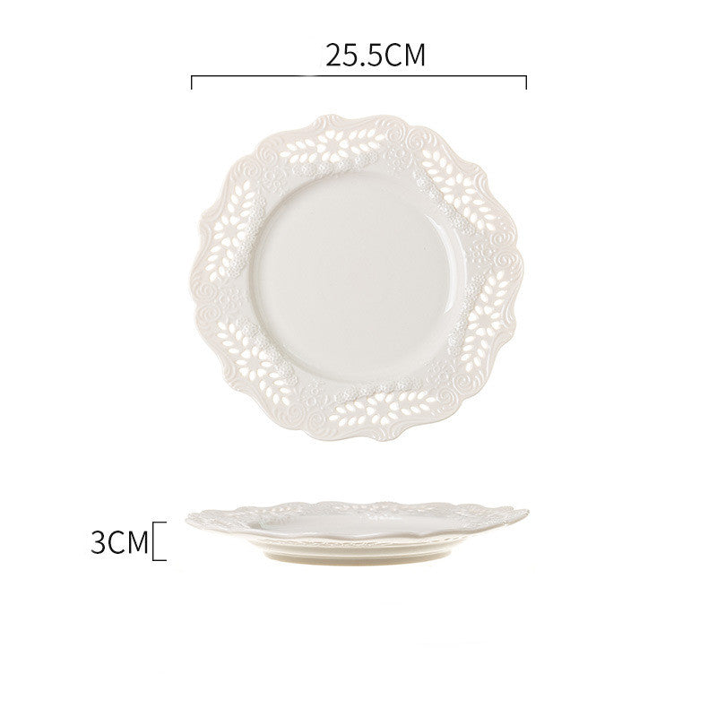 Porcelain Ceramic Cake Stand w/ Filigree Edge