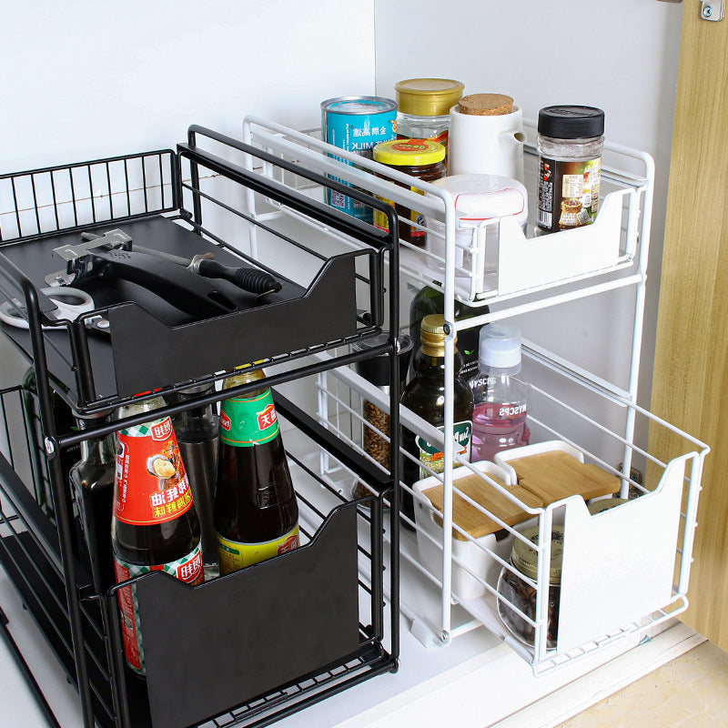 Multipurpose 2-Tier Heavy Duty Carbon Steel Pull-Out Rack