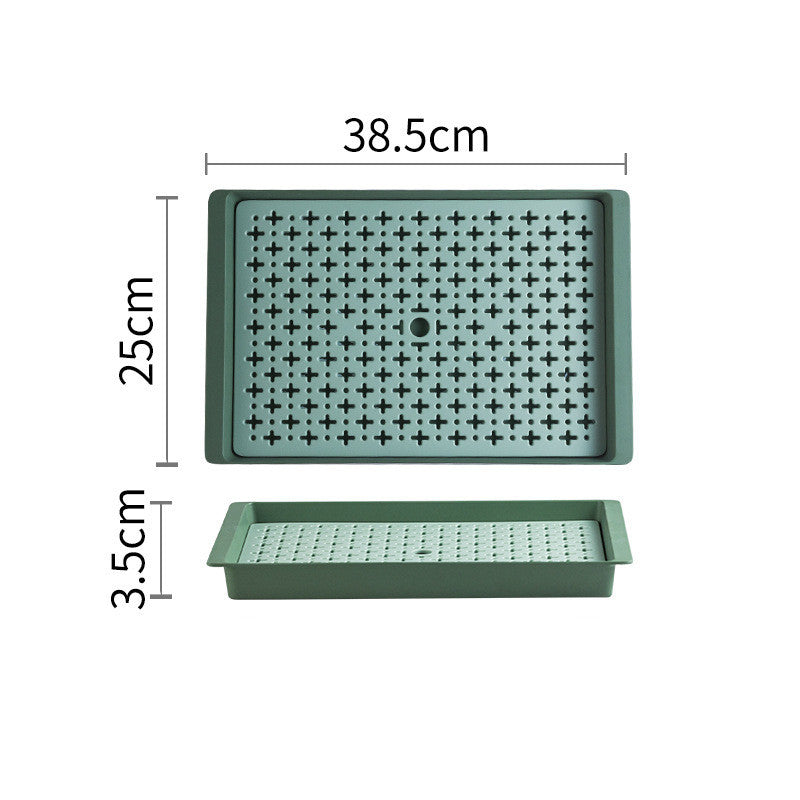 Serving Tea Tray with Drain Mat