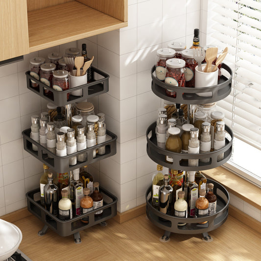 Kitchen Vertical Turntable Shelf Rack