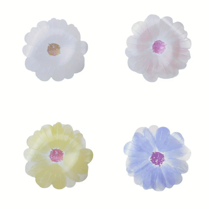 8PC Paper Flowers Dessert Doily Plates