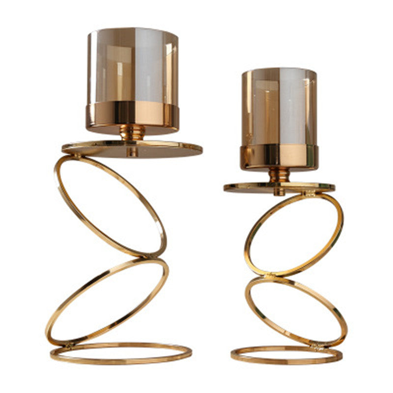 Gold Cascading Circles Candle Holder