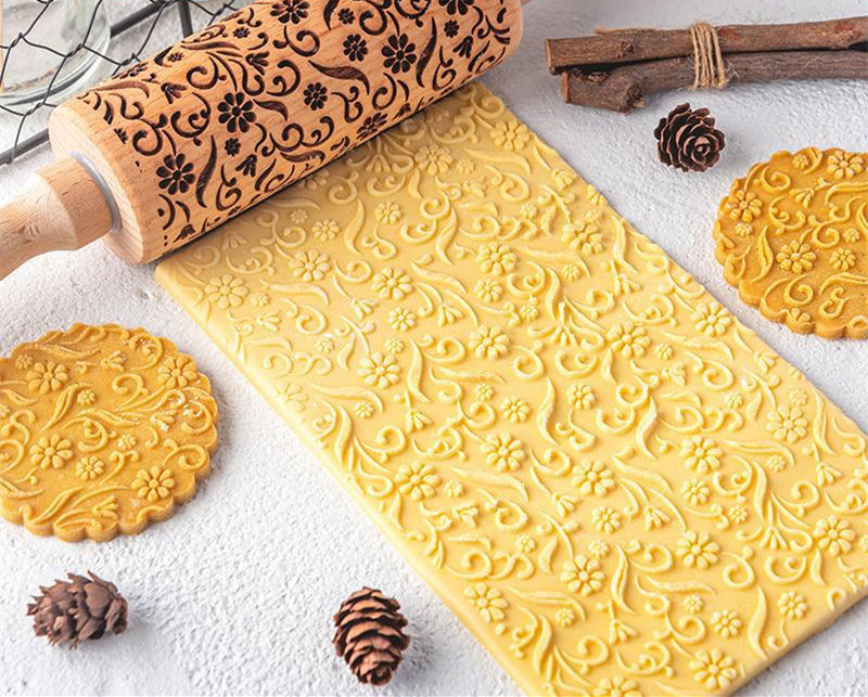 Embossed Scroll Pattern Rolling Pin