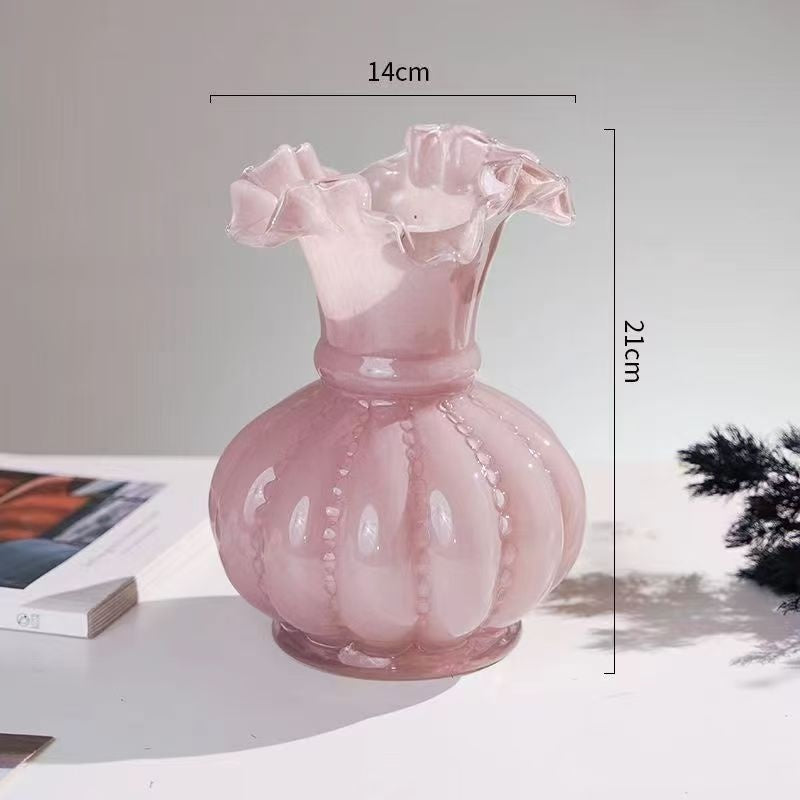 Vase-Glass with Fluted Top- Various Colors and Sizes