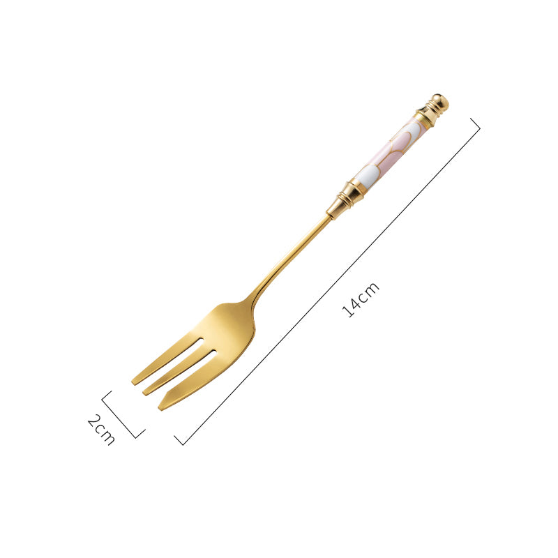 Stainless Steel Dessert Utensils with Decorated Handles