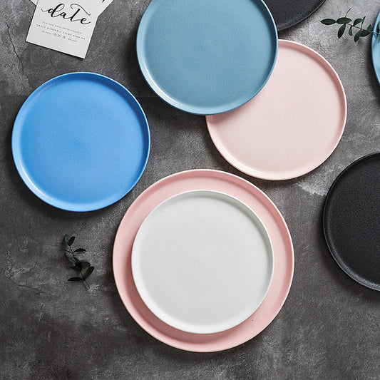 Round Matte Ceramic Serving Tray-Various Colors