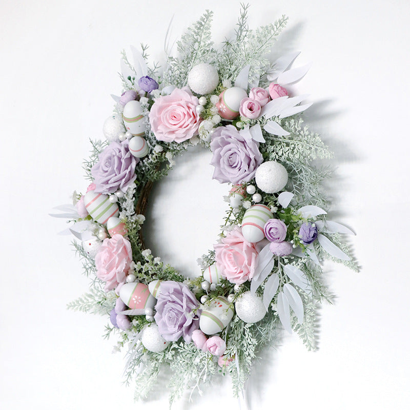 Easter Eggs & Roses Silk Wreath