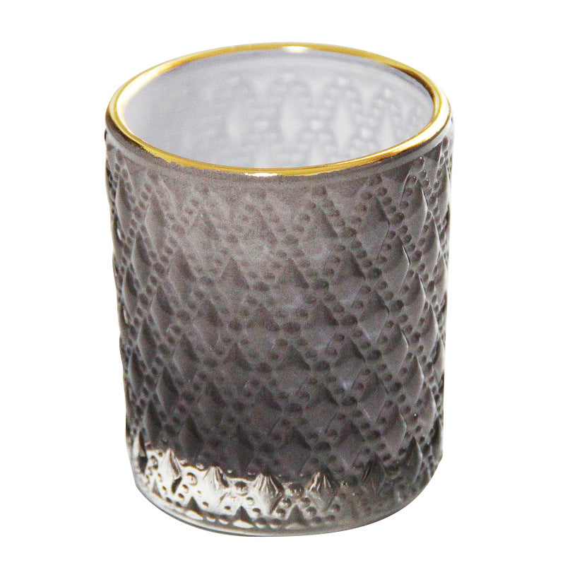 Small Textured Colored Glass Tealight Candle Jar