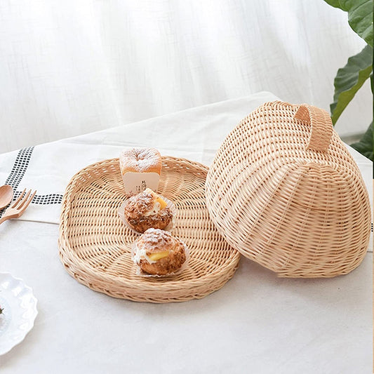 Wicker Bread Tray & Cloche