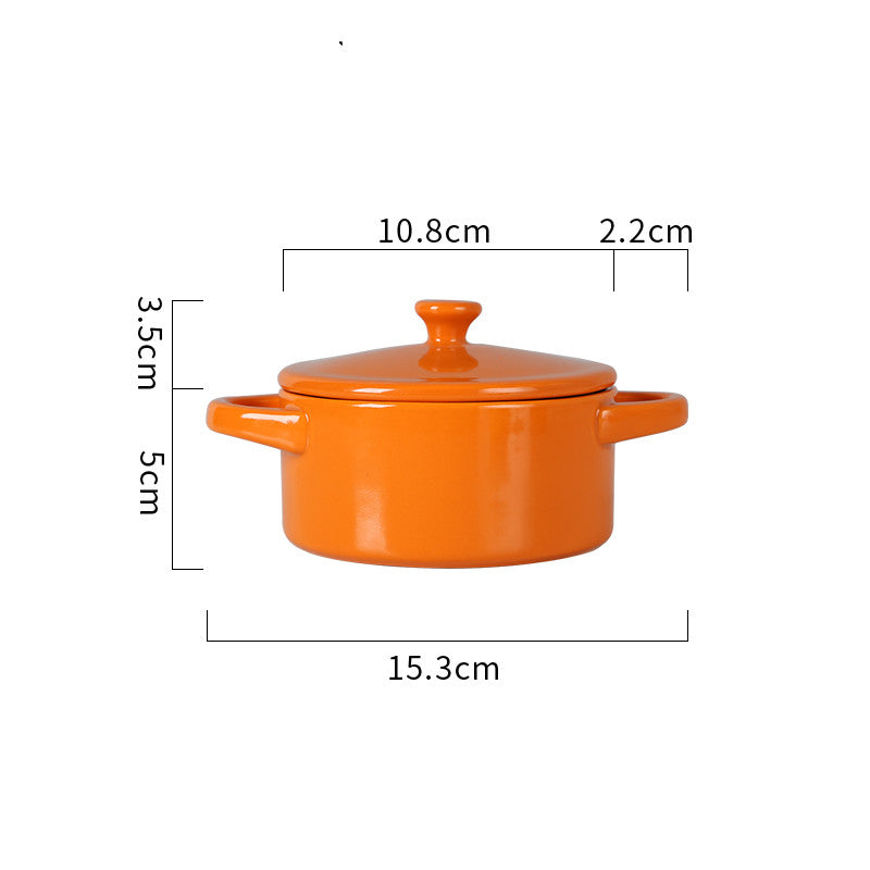 Ceramic Single Serving Bowl with Handles and Lid