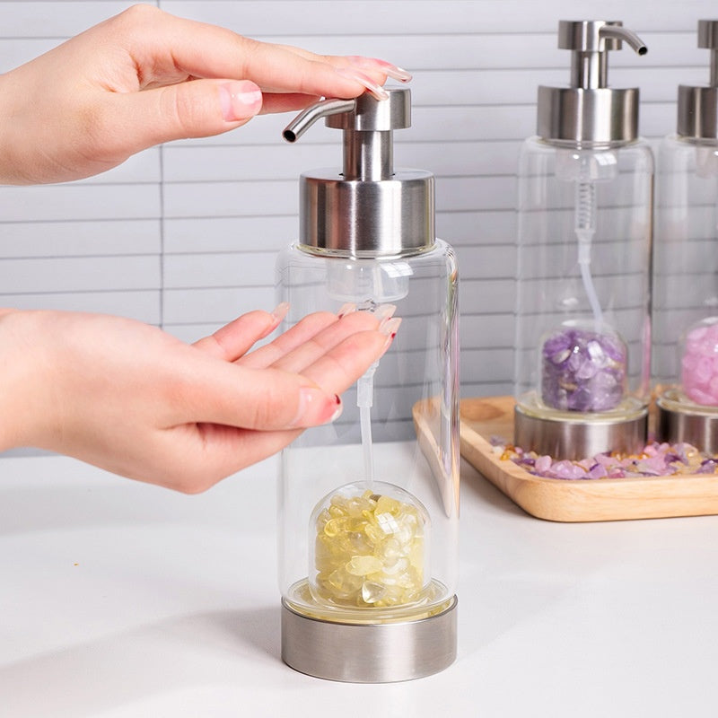 Natural Crystal Gravel Glass Pump Bottle