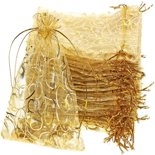 100PC Gold Organza Bag