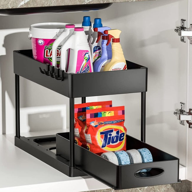 2-Tier Pullout Under Sink, Under Counter Storage Rack
