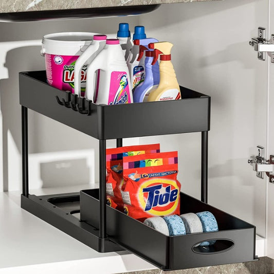 2-Tier Pullout Under Sink, Under Counter Storage Rack