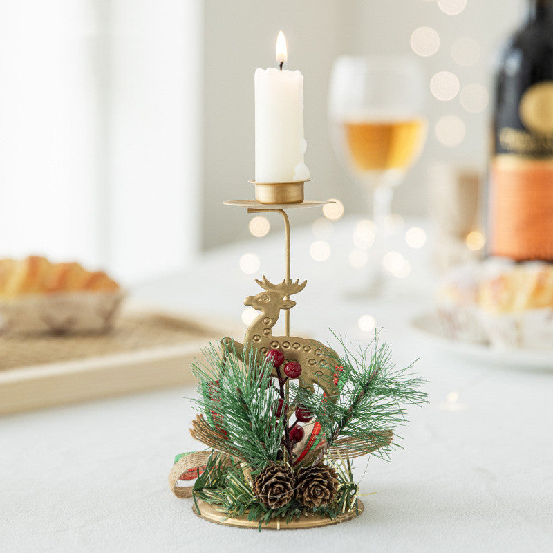 Christmas Gold Candlesticks Deer, Star, Snowflake