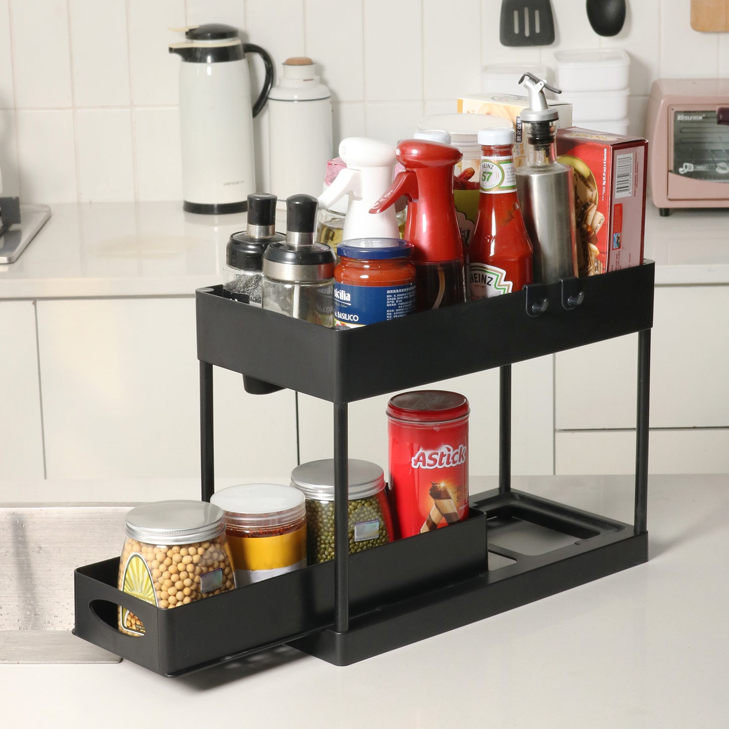 2-Tier Pullout Under Sink, Under Counter Storage Rack