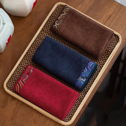 Towels: Zen Cotton Embroidered Tea Towels