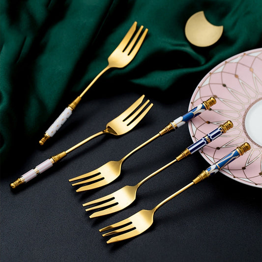 Stainless Steel Dessert Utensils with Decorated Handles