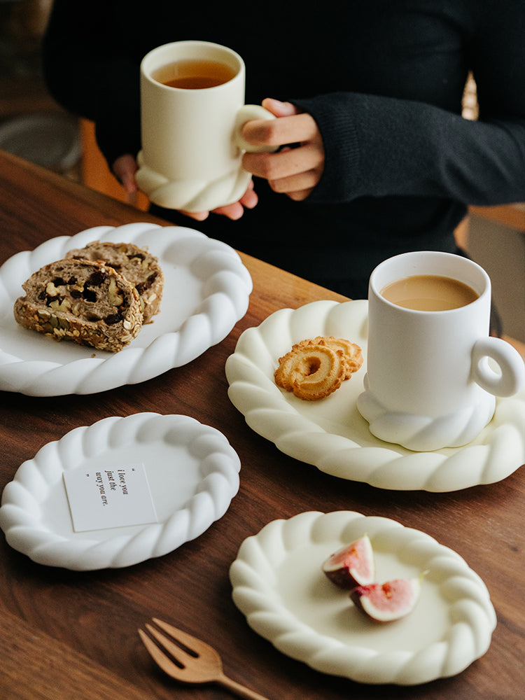 Rope Edge Ceramic Dessert Plate