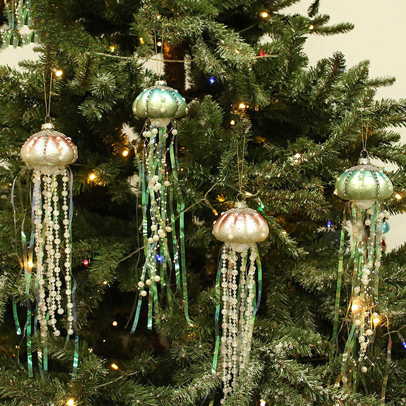 Christmas Tree: 4PC Pearlized Jellyfish Ornaments