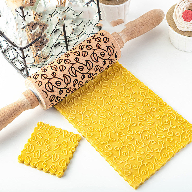 Assorted Leaves Embossed Rolling Pin