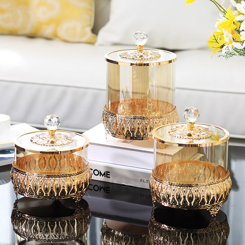 Gold Embellished Glass Jars