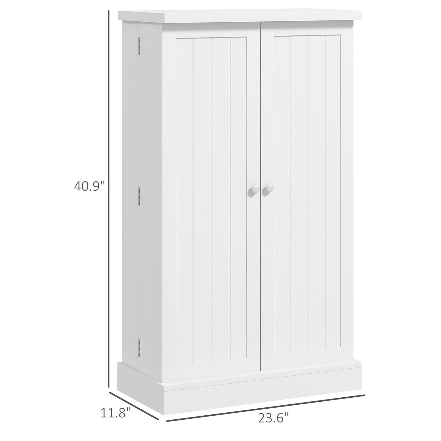 Freestanding White  5-Shelf Kitchen Pantry, 12 Spice Racks