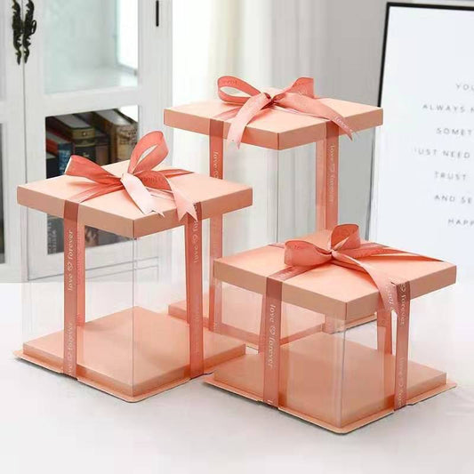 5PC Elegant Visual Dessert Box with Color Lid & Base