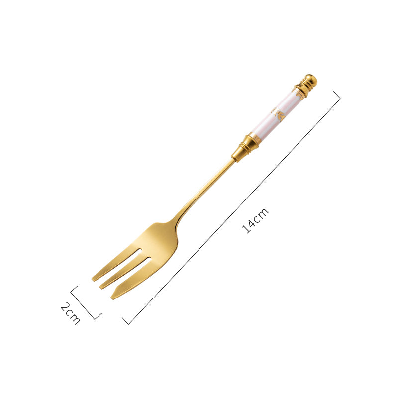 Stainless Steel Dessert Utensils with Decorated Handles