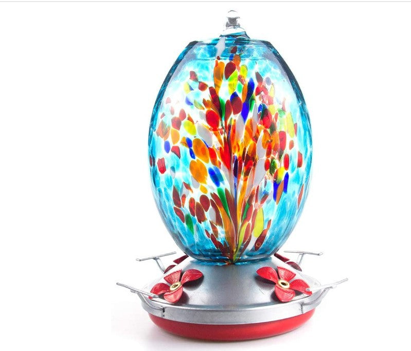 Vibrant Glass Hummingbird Feeder