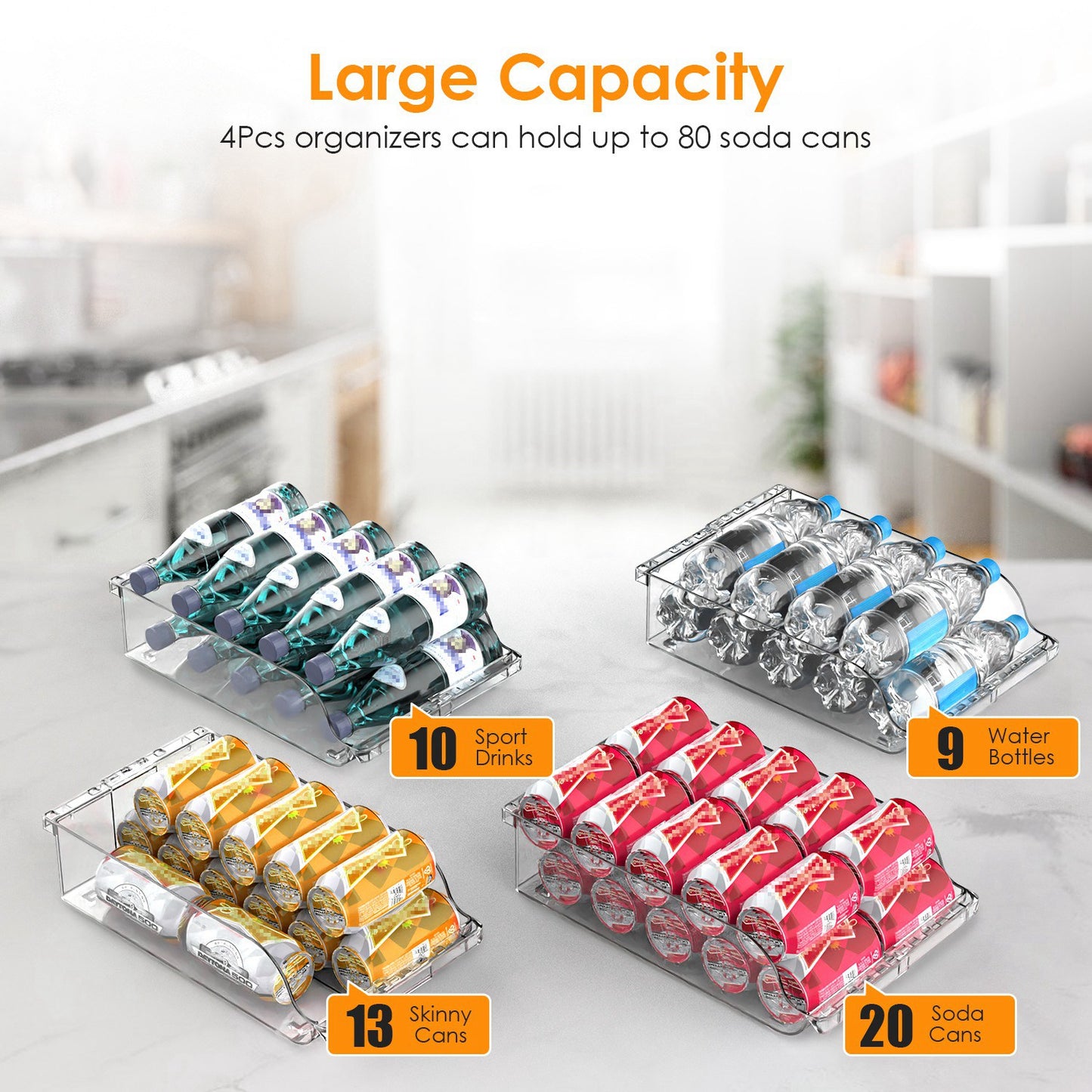 REFRIGERATOR ORGANIZATION-Soda Can Organizers-4Pcs