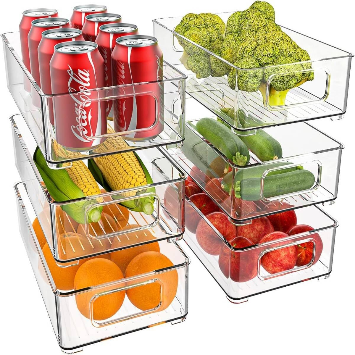 Clear Storage Containers With Handles - 6-Pack Stackable
