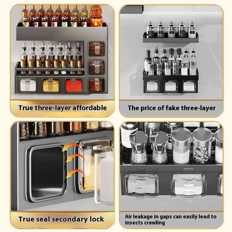 All-in-One Kitchen Storage Rack: Dry Ingredients, Bottles, Jars, and Cans