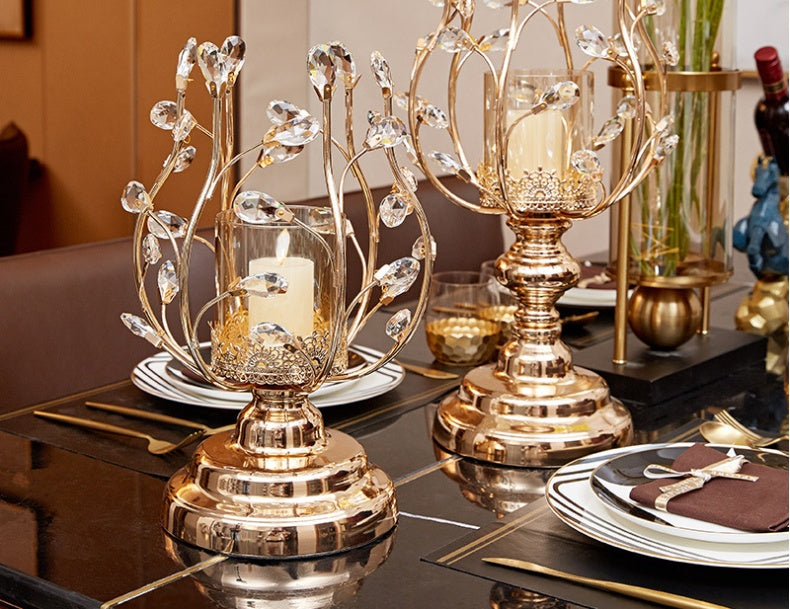 Candle Holder-Lux Metal and Glass